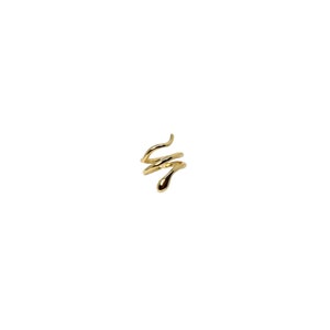 May include: A gold-toned ring shaped like a snake, with the snake's body coiled in a spiral.
