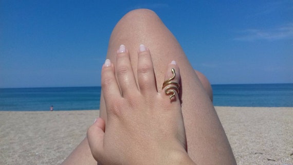 Gold tubes ring /'/' Physis/'/' handmade Greek ring design BRASS metal gold-plated 18K Gold plated Tube ring statement tubes gold-plated ring