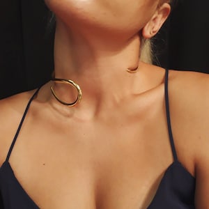 Handmade Gold-Plated Brass Choker Necklace: Bold Aegean Collar