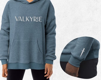 Valkyrie with Dagger Unisex Embroidered Fleece Hoodie | Cozy Minimalist Bookish Sweatshirt | Book ACOTAR Throne of Glass Nesta TOG SJM