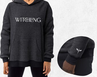 Witchling with Wyvern Unisex Embroidered Fleece Hoodie | Cozy Minimalist Bookish Sweatshirt | Book ACOTAR Throne of Glass Manon TOG SJM