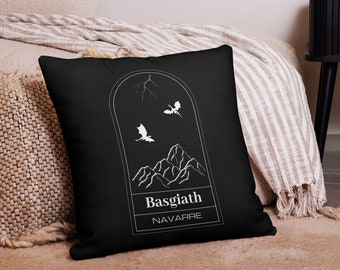 Basgiath Kissen - stilisiertes Reise Poster inspiriert vom vierten Flügel - Rebecca Yarros Fan Dekor - literarisches Home Accent Book