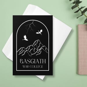 Basgiath Kriegsarmee | Vierte Flügel inspirierte Grußkarte | Fantasy Dark Academia, Geschenk für Buchliebhaber, Briefpapier, Drachenreiter Karte