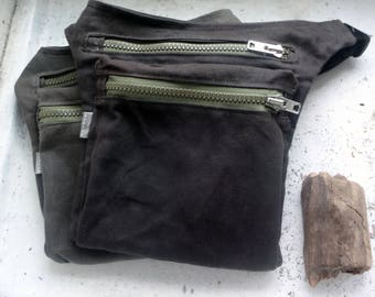 Brown Hip Bag / Waxed Canvas  Pouch / Festival Bag / Fanny Pack /Travel Belt/ Canvas Waist Pack