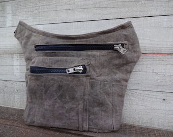 Waxed Canvas Utility bag   belt Bag Travel Pouch Sandy Gray  Waist Bag Hip Bag Man Hip Bag Gift for Husband