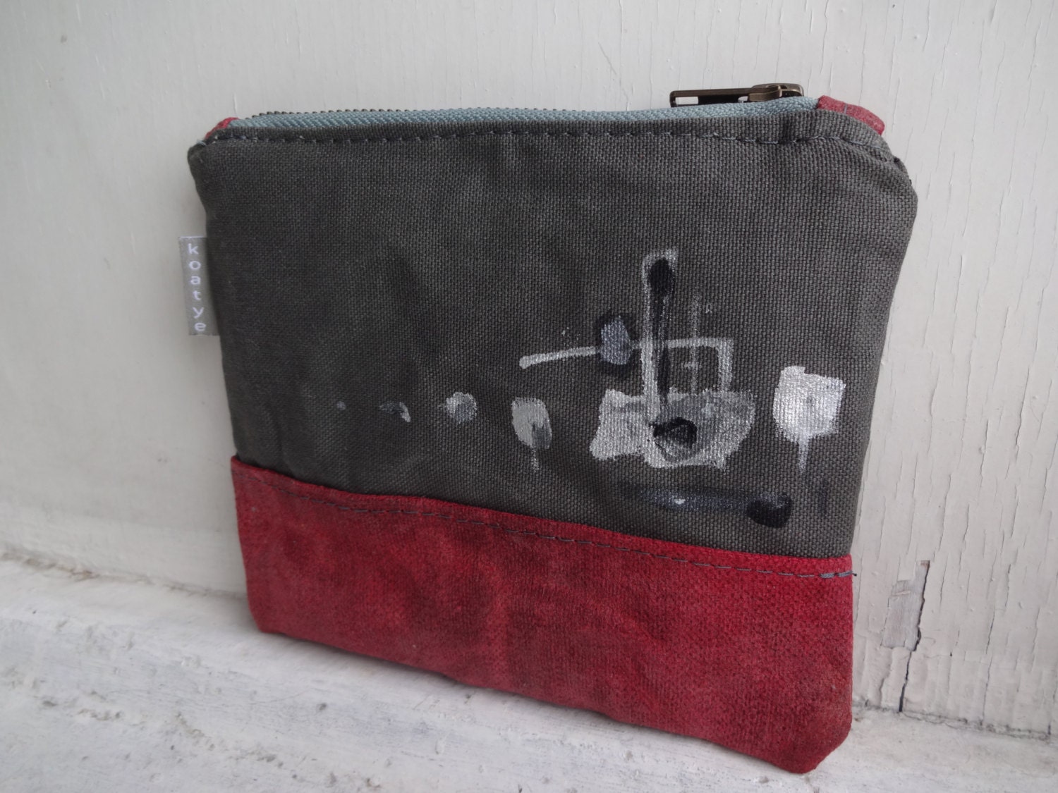 Canvas Clutch / Hand Painted Clutch Bag / Geometric Clutch