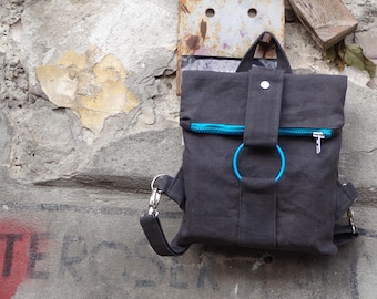 Backpack  Waxed Canvas Hipster  Backpack  Minimalist Rucksack, Modern Backpack, Gray Backpack