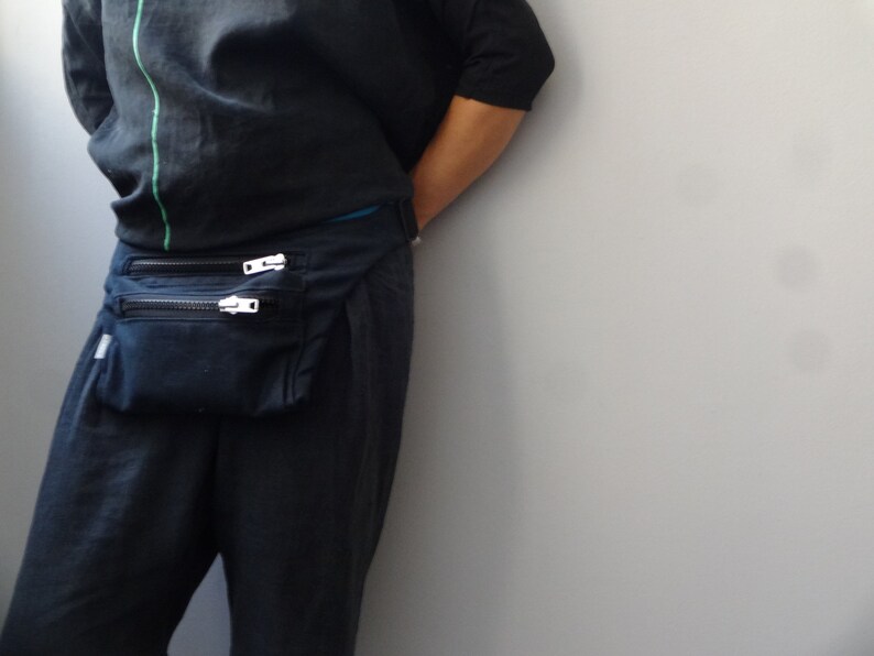 Canvas Hip Bag Black Hip Bag Waist Pack Festival Bag Etsy