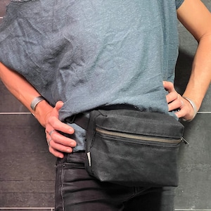 Fanny Pack Waxed Canvas Bum Bag Crossbody Bag Hip Pouch Waist Bag image 1