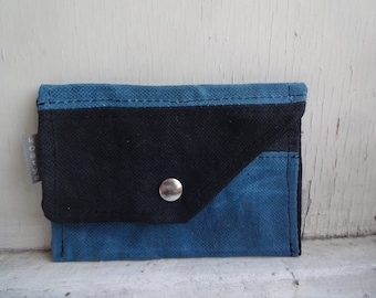 Waxed Pouch Unique Gift F  Blue Canvas  Geometric  Snap Pouch Bag