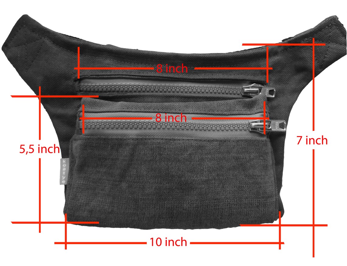 Canvas Hip Bag Black Hip Bag Waist Pack Festival Bag Etsy