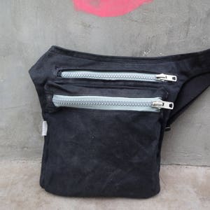 Bolso de cadera negro, lona encerada, bolsa de lona encerada, mochila de cinturón de viaje, bolsa de bolsa del festival, bolso de cinturón