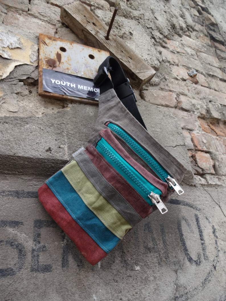 Belt Bag, Waxed Canvas, Stripes Fanny Pack, Bicycle Bag, Waist Bag Etsy