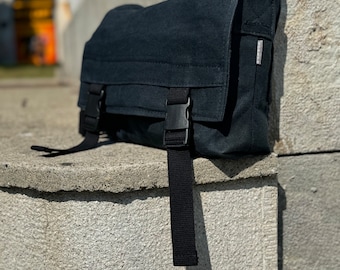 Umhängetasche aus gewachstem Canvas, Unisex-Tasche, Wickeltasche, mittelgroßer Weekender