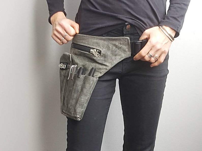 Grey Waxed Canvas Hip Pack Utility Bag Waxed Utility Belt Etsy UK