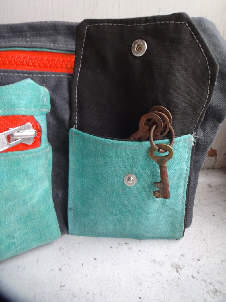 Blue Hip Pouch Hip Bag Waxed Canvas Waist Pack Festival Bag Etsy