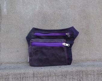 Waxed Canvas Hip Bag,Purple Hip Bag, waist Pack, Festival Bag, Babywearing Bag, Dull Violet