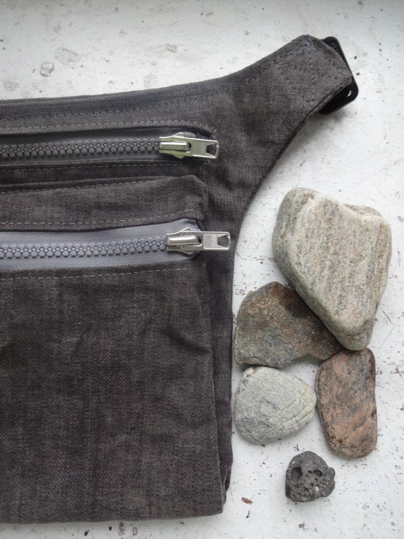 Gray Hip Bag Waxed Canvas Bum Bag Waxed Canvas Pouch Etsy