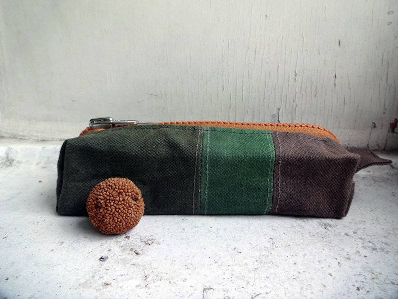 Waxed Canvas Pencil Case Boxy Bag Pencil Case