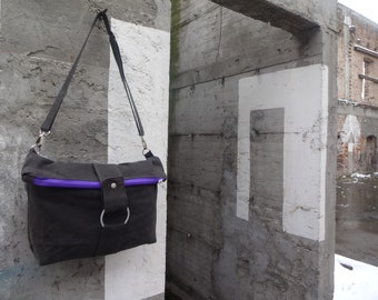 Waxed Canvas Messenger Bag Folded Shoulder Bag Minimalistic Diaper Bag