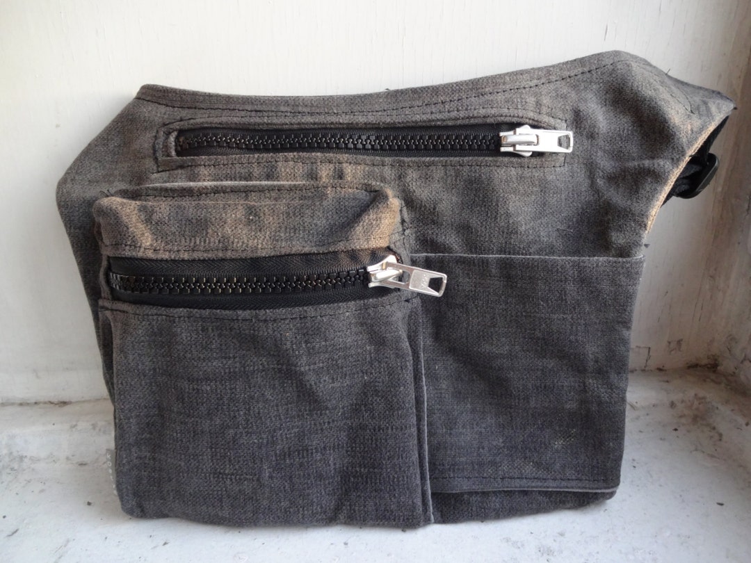 Hip Bag Waxed Gray Canvas Travel Pouch Festival Bag Fanny - Etsy