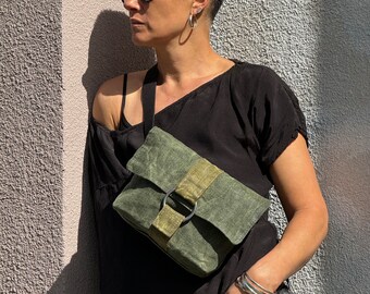 Bum Bag Waxed Canvas Fanny Pack Crossbody Bag Hip Pouch Waist Bag