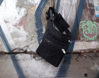 Marsupio nero cerato Canvas Pouch Bag Festival Fanny Pack viaggio cintura tela vita Pack tasca cintura regalo per marito
