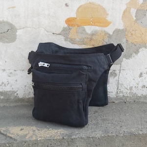 Zwarte heuptas, gewaxte canvas tas, gewaxte canvas etui, festivaltas, fanny pack reisriem canvas taillepakket cadeau voor echtgenoot