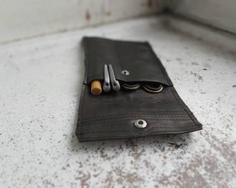 Snap Pencil Case Leather Pencil Case