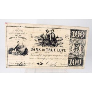 Stampers Anonymous Tim Holtz Bank of True Love Wood Rubber Stamp U3-1107 Vintage
