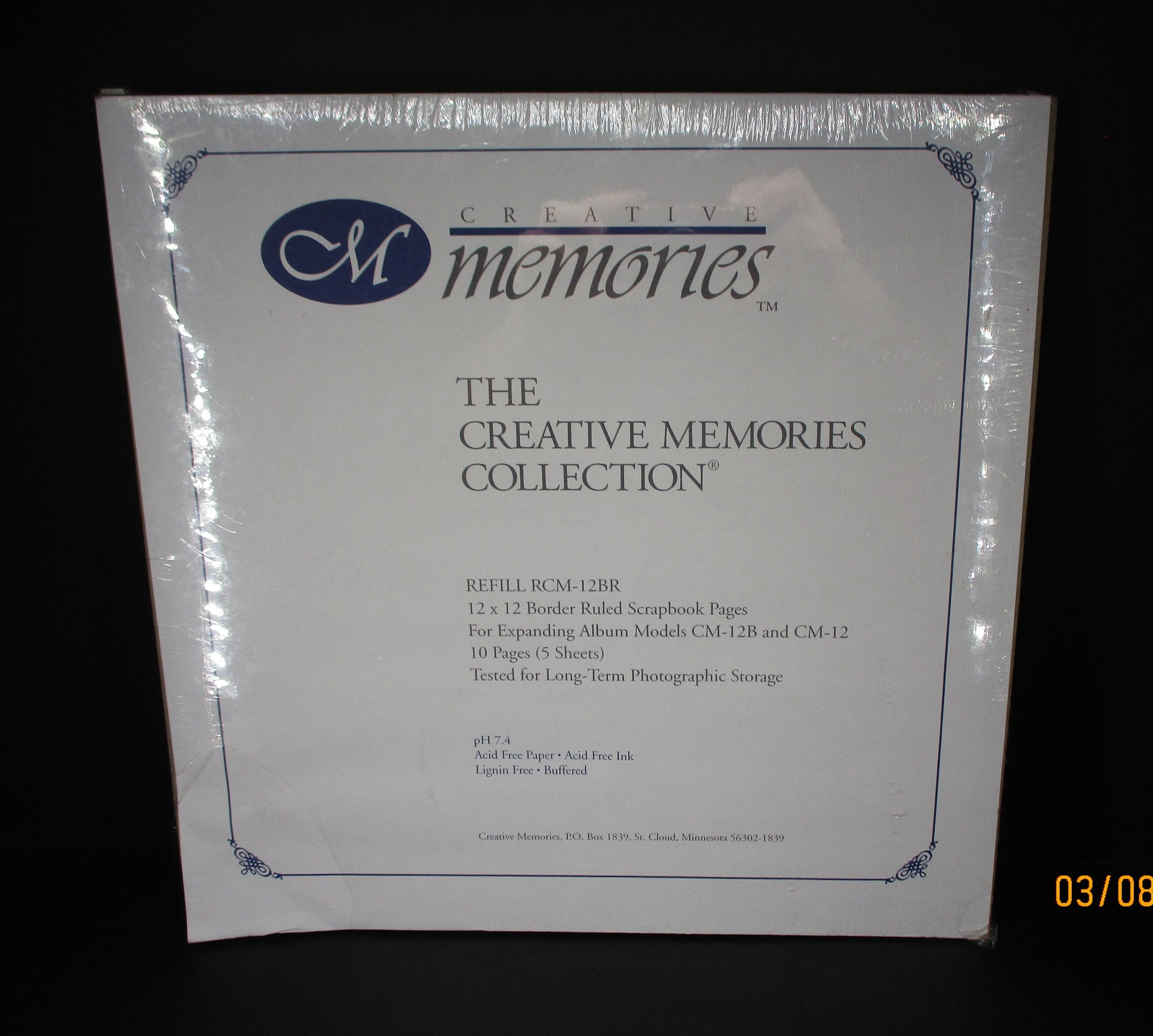 Creative Memories 12x12 Black Ruled Scrapbook Pages Refill RCM-12BR 