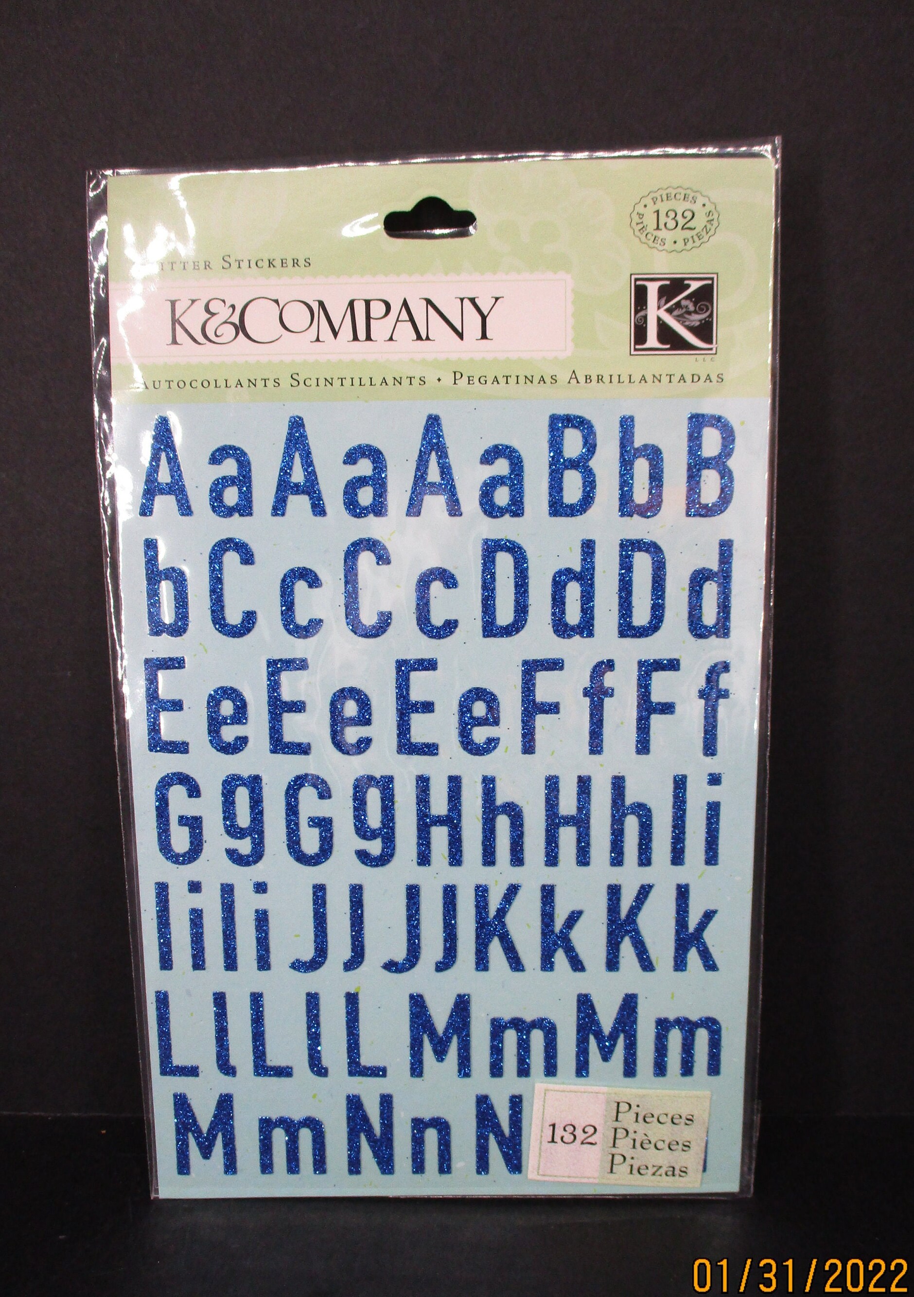 K&co.です₊⁎⁺˳✧༚ K&company Around the World Alphabet Blue Glitter Stickers 132