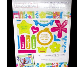 Ozdoby do scrapbookingu z tektury brokatowej – kwiaty, gwiazdy, napisy, najlepsze okazje