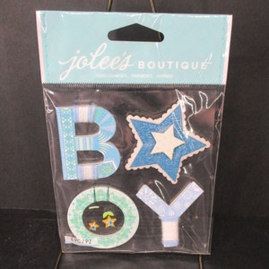 jolee's Boutique Baby Boy Yarn Wood (2013) 4 Dimensionale Stickers Nieuw