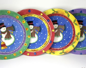 Sango Sweet Shoppe Jul Set med 4 Salladstallrikar Snögubbar