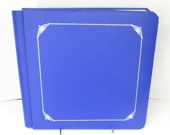 Album blu zaffiro 7x7 Creative Memories con 12 pagine bianche e pergamena in lamina d'argento