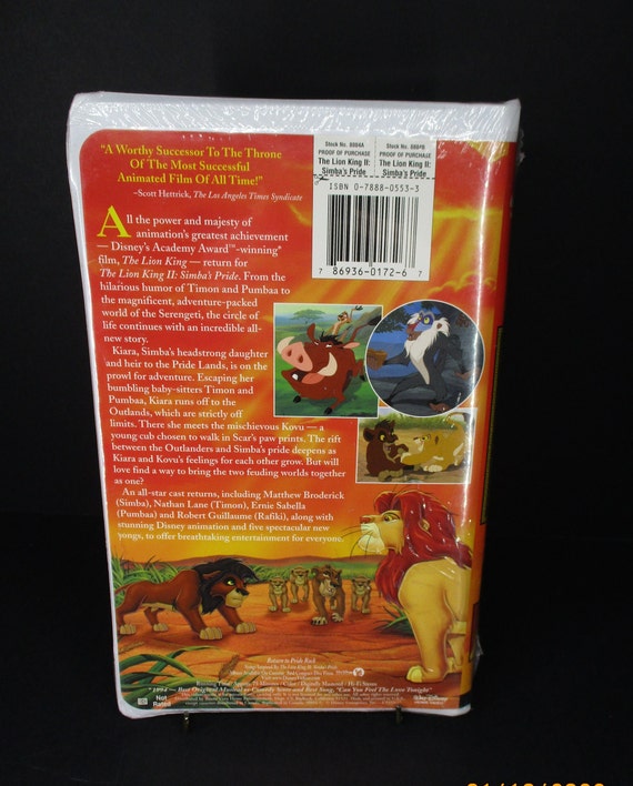 The Lion King Ii Simba S Pride Vhs 1998 Matthew Etsy The Lion King Ii Simba S Pride Vhs 1998 Matthew Etsy