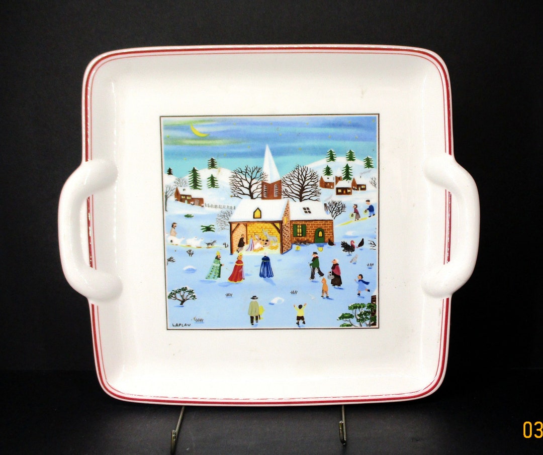 Villeroy & Boch Naif Christmas Square Handled Cake Plate Nativity Scene