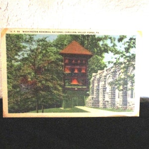 Cartão postal vintage - Carrilhão nacional do Memorial de Washington, Valley Forge, com carimbo PA