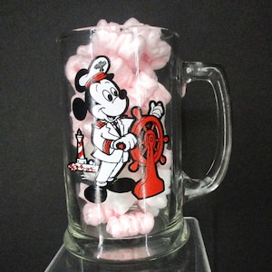 Walt Disney Mickey Mouse Club Captain Mickey Mouse Handled GLass Mug Vintage