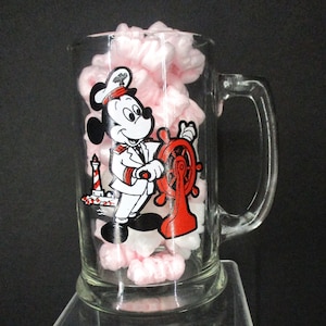 Vintage Anchor Hocking Disney's Mickey Mouse Club 1955 Clear Glass Mug -  Ruby Lane