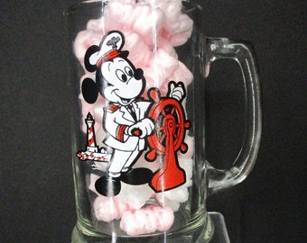 Walt Disney Mickey Mouse Club Captain Mickey Mouse manejó GLass Mug Vintage