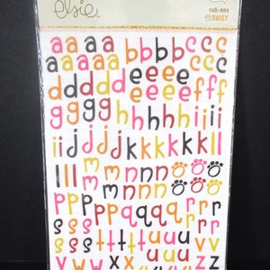 KI Herinneringen Liefde, Elise Daisy Kleine Letter Multi Color Rub Op Alphabet Brand New