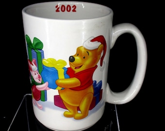 Disney Christmas Coffee Mug 2002 Winnie The Pooh, Piglet, Eeyore, Tigger