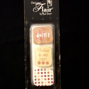 Designer Flair By Magic Scraps- Mother- 3 Adhesive Embellishments- Brand New