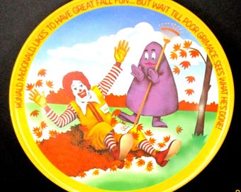 Plato de melamina de 25 cm (10 pulgadas) de Ronald McDonald, con expresión de enfado, de McDonald's, 1977, EE. UU.