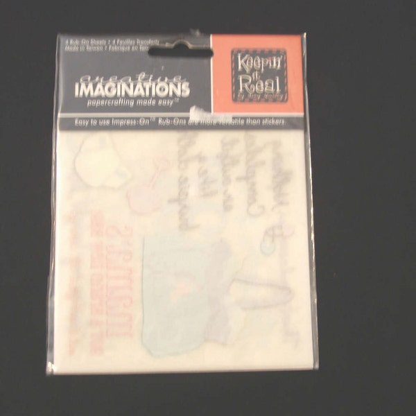 Creative Imaginations- Keepin it Real- New Mama- Baby- 4 Rub On Sheets- New