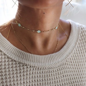 White Fire Opal Choker | Gold