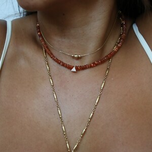 Limited Edition CZ Diamond | Natural Fiery Sunstone Necklace