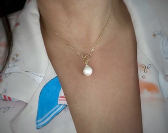 Toggle Clasp || Teardrop Freshwater Pearl Necklace || Gold